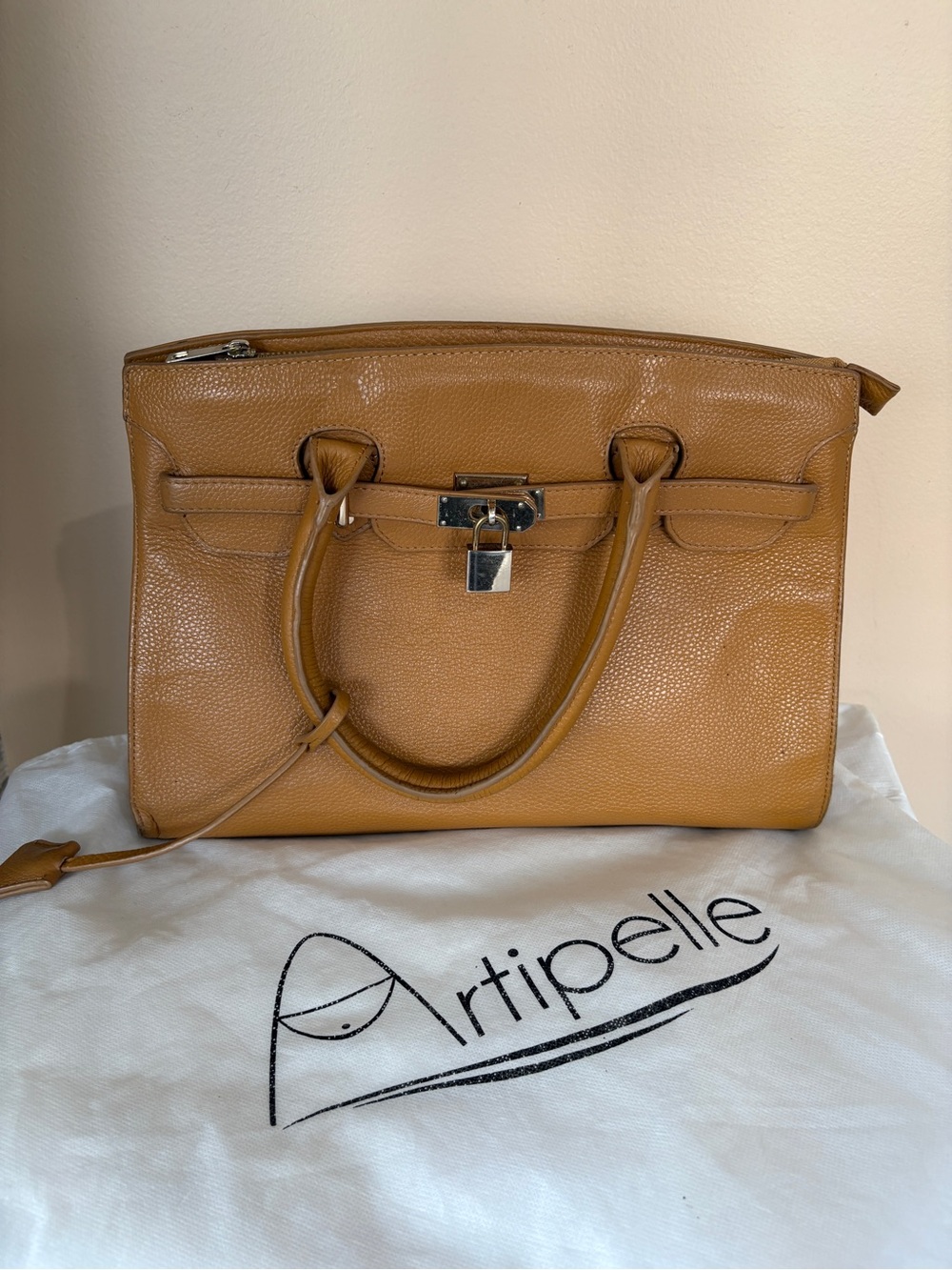 Artipelle Tan Leather Top-Handle Bag